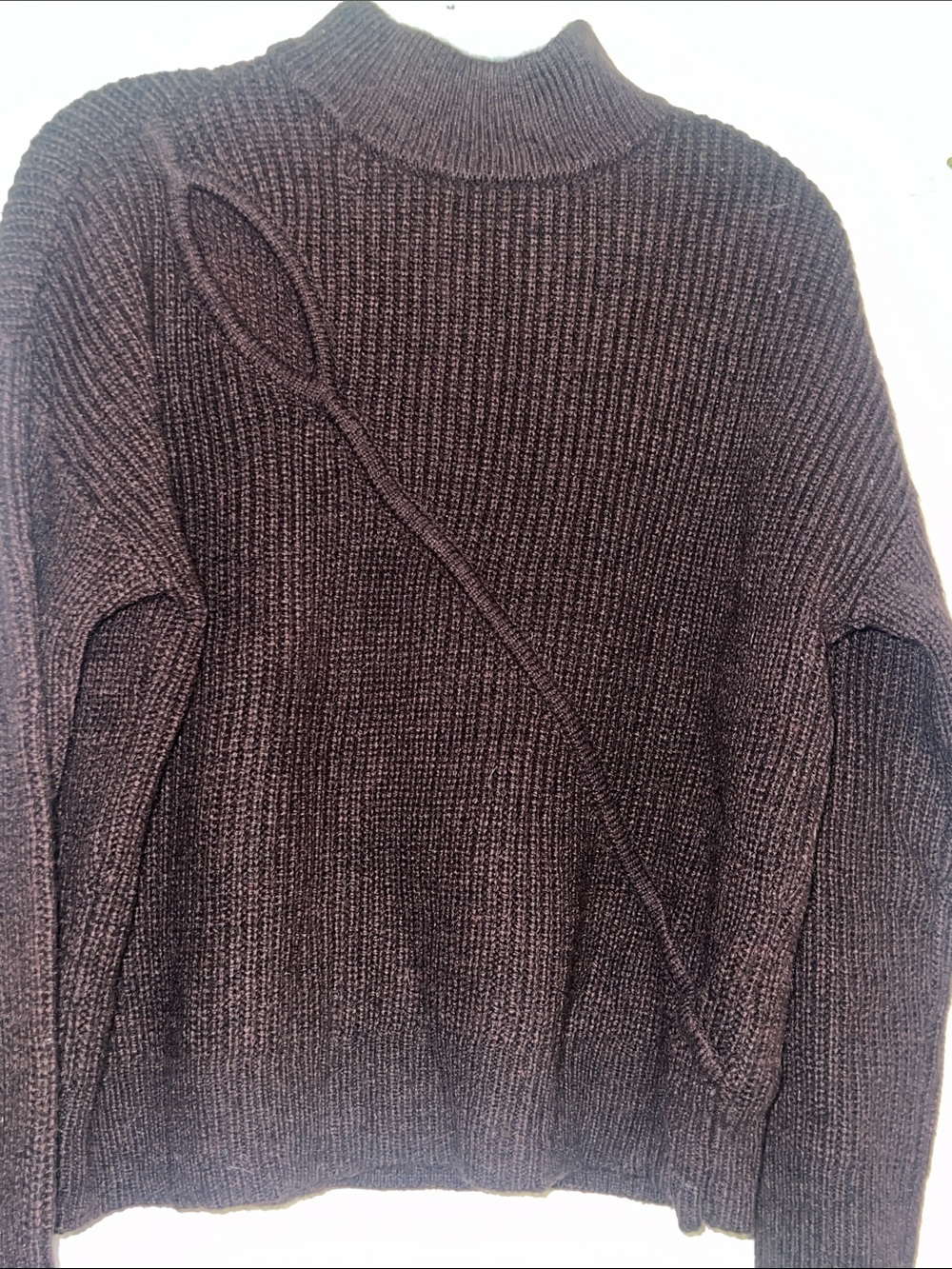 INC International Concepts Chocolate Brown Ribbed Turtleneck Sweater